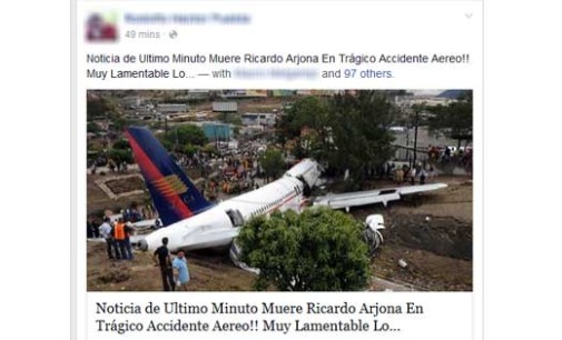 Falsa muerte de Arjona usada para robar información sensible