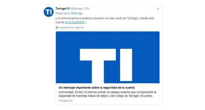 28 millones de cuentas de Taringa han sido comprometidas